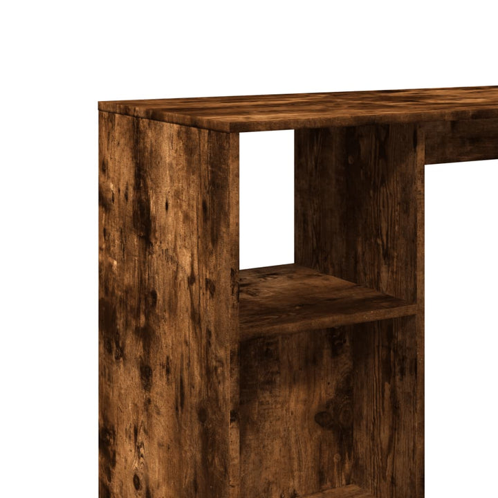 barbord m. hylde 124x46x103,5 cm konstrueret træ røget eg