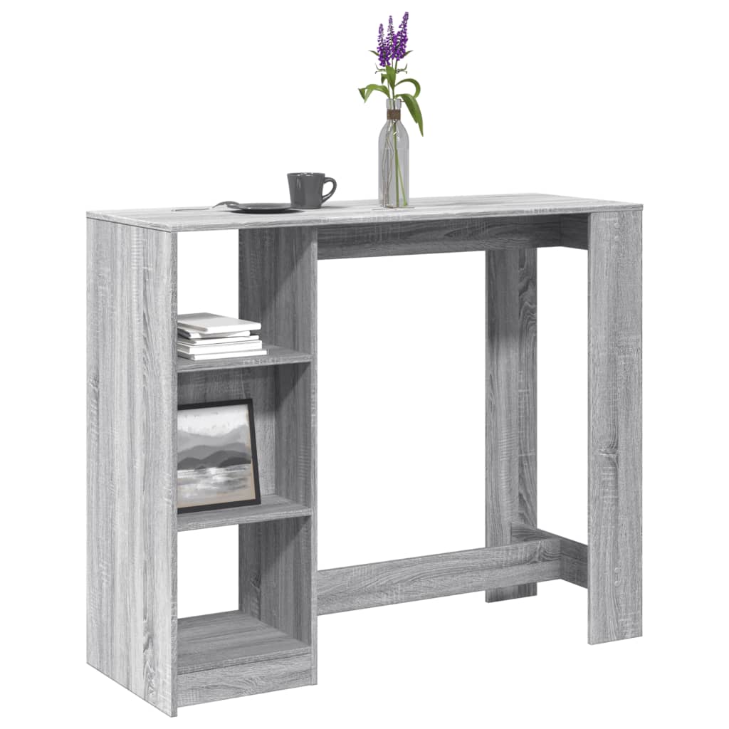 barbord m. hylde 124x46x103,5 cm konstrueret træ grå sonoma-eg