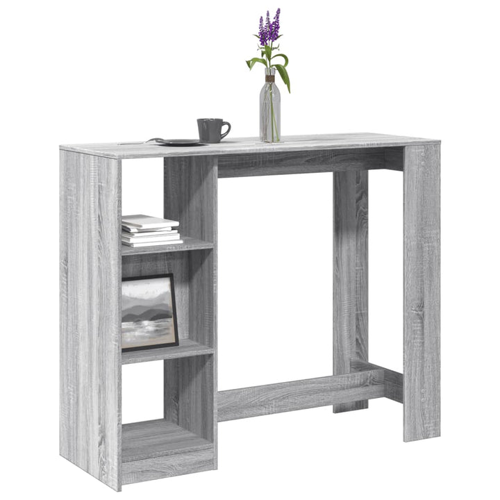 barbord m. hylde 124x46x103,5 cm konstrueret træ grå sonoma-eg