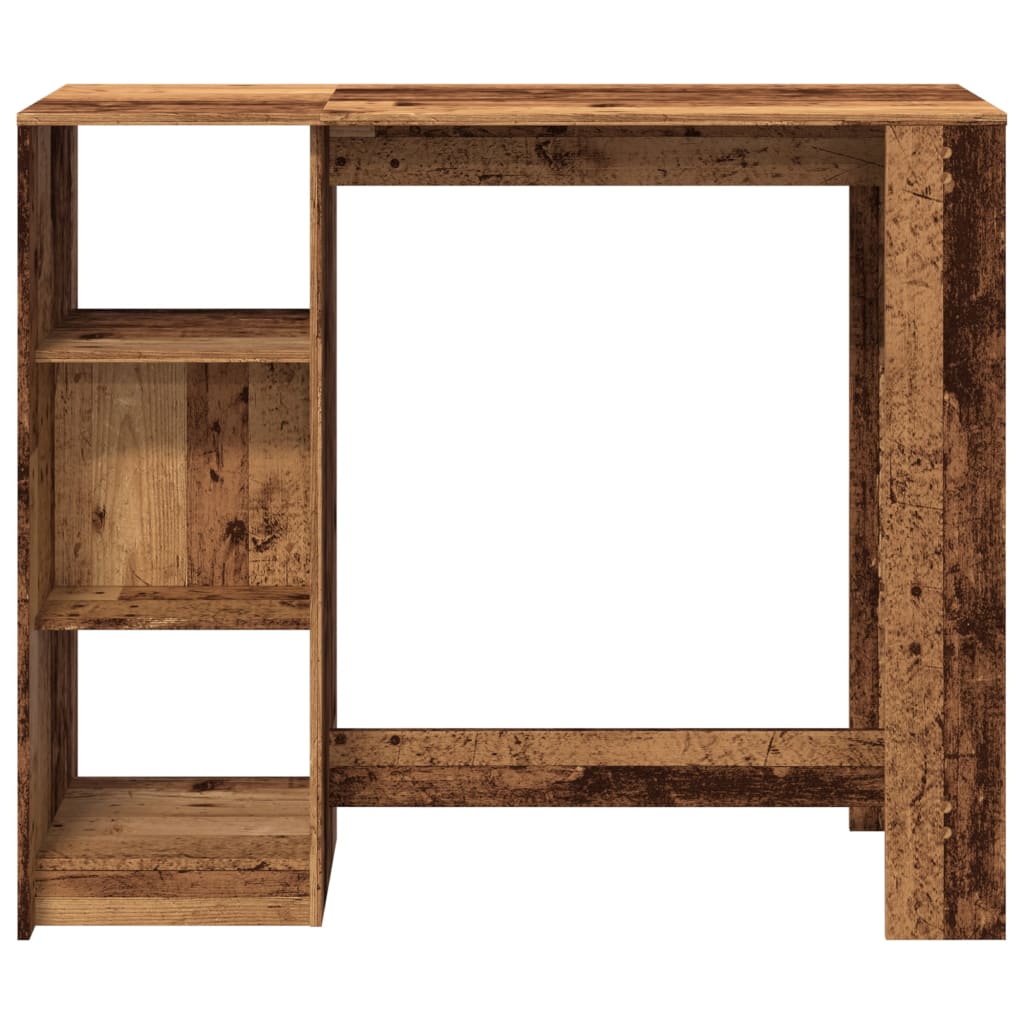 barbord med hylde 124x46x103,5 cm konstrueret træ gammelt træ