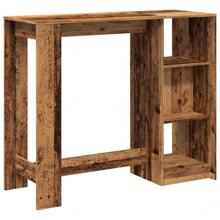 barbord med hylde 124x46x103,5 cm konstrueret træ gammelt træ
