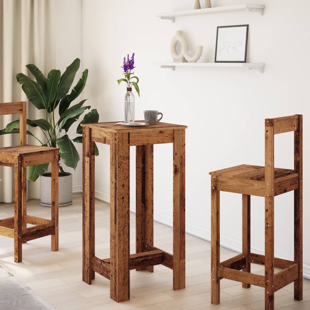 barbord 51x50x103,5 cm konstrueret træ gammelt trælook