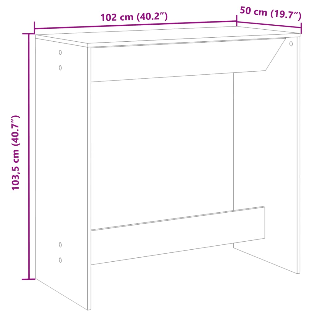 barbord 102x50x103,5 cm konstrueret træ hvid