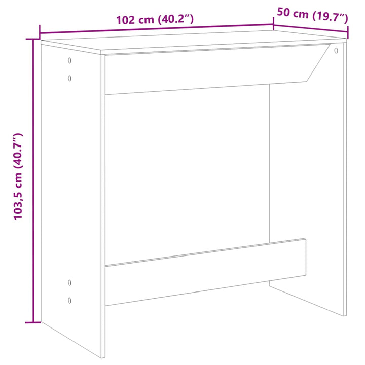 barbord 102x50x103,5 cm konstrueret træ hvid