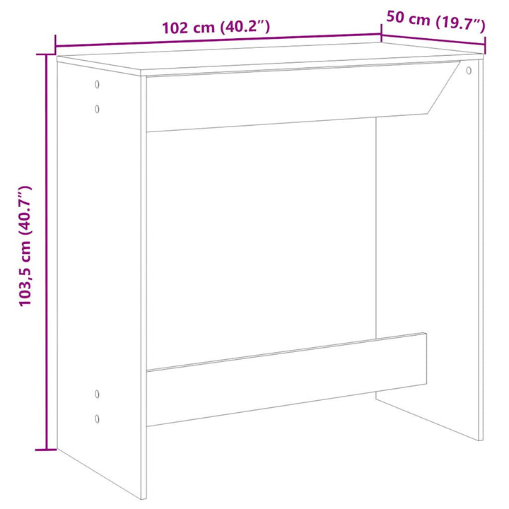 barbord 102x50x103,5 cm konstrueret træ røget egetræsfarve
