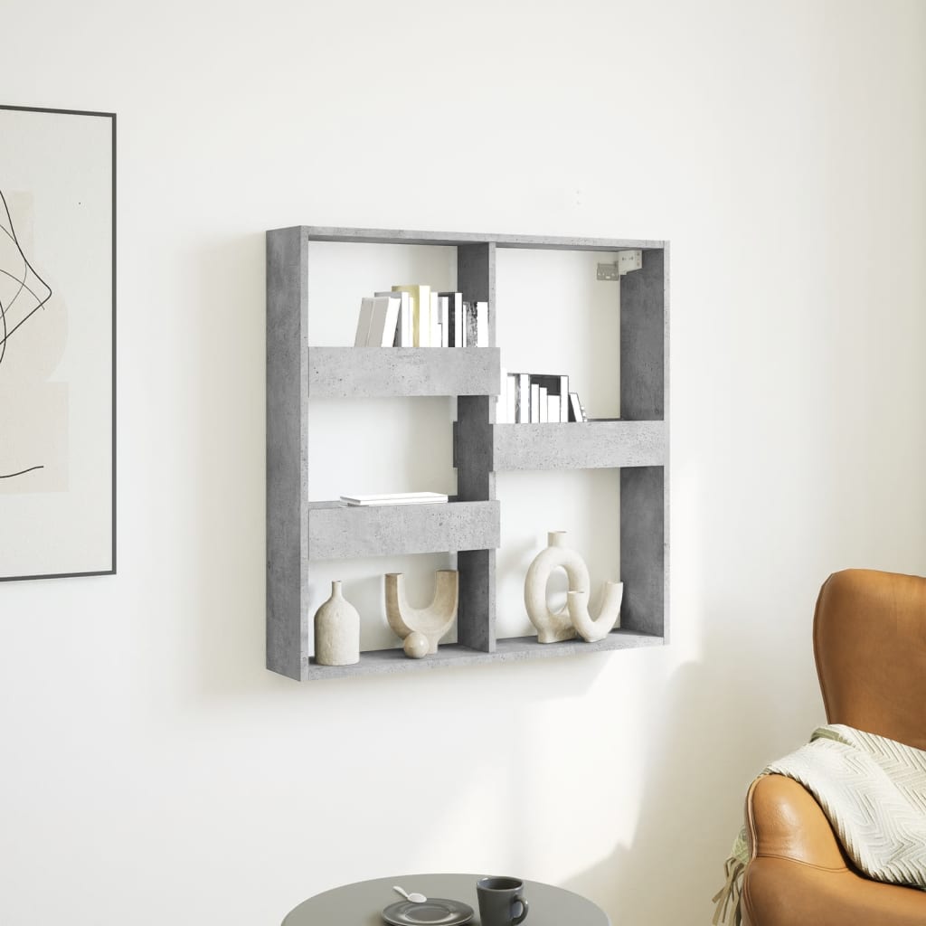 vægskab 80x15x80 cm konstrueret træ betongrå