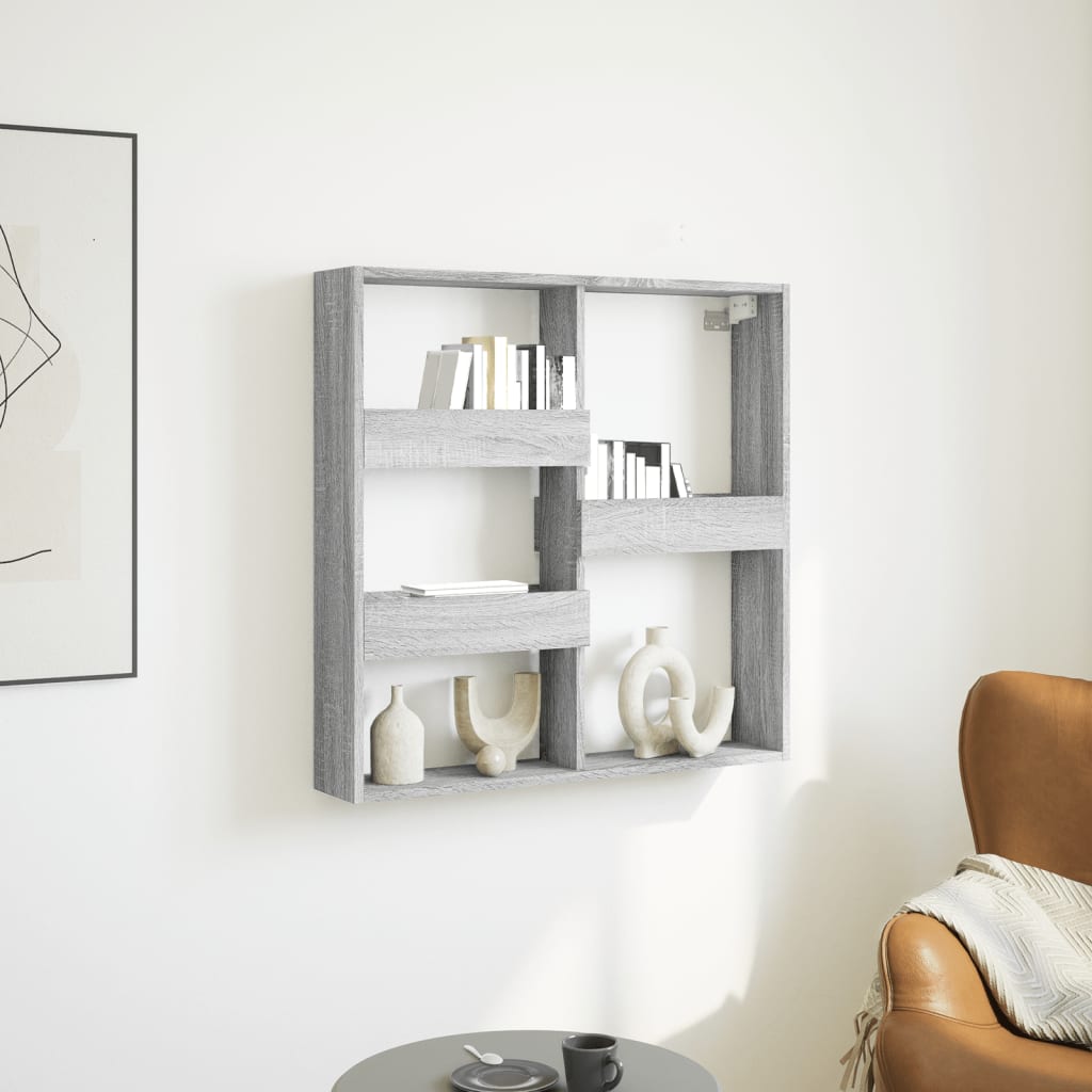 vægskab 80x15x80 cm konstrueret træ grå sonoma-eg