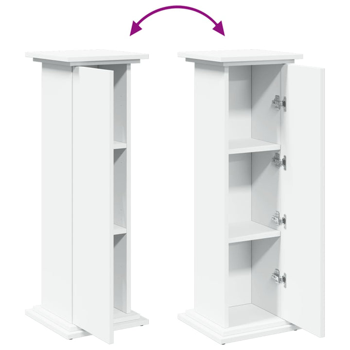 piedestal med opbevaring 31x30x90 cm konstrueret træ hvid