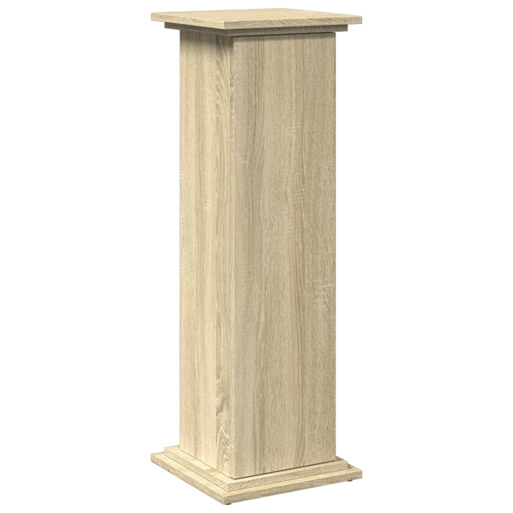 piedestal med opbevaring 31x30x90 cm konstrueret træ sonoma-eg