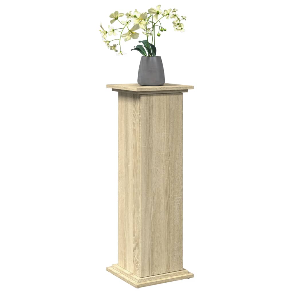 piedestal med opbevaring 31x30x90 cm konstrueret træ sonoma-eg