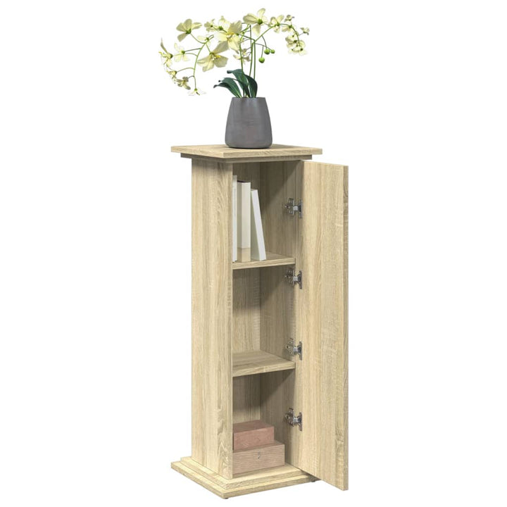 piedestal med opbevaring 31x30x90 cm konstrueret træ sonoma-eg