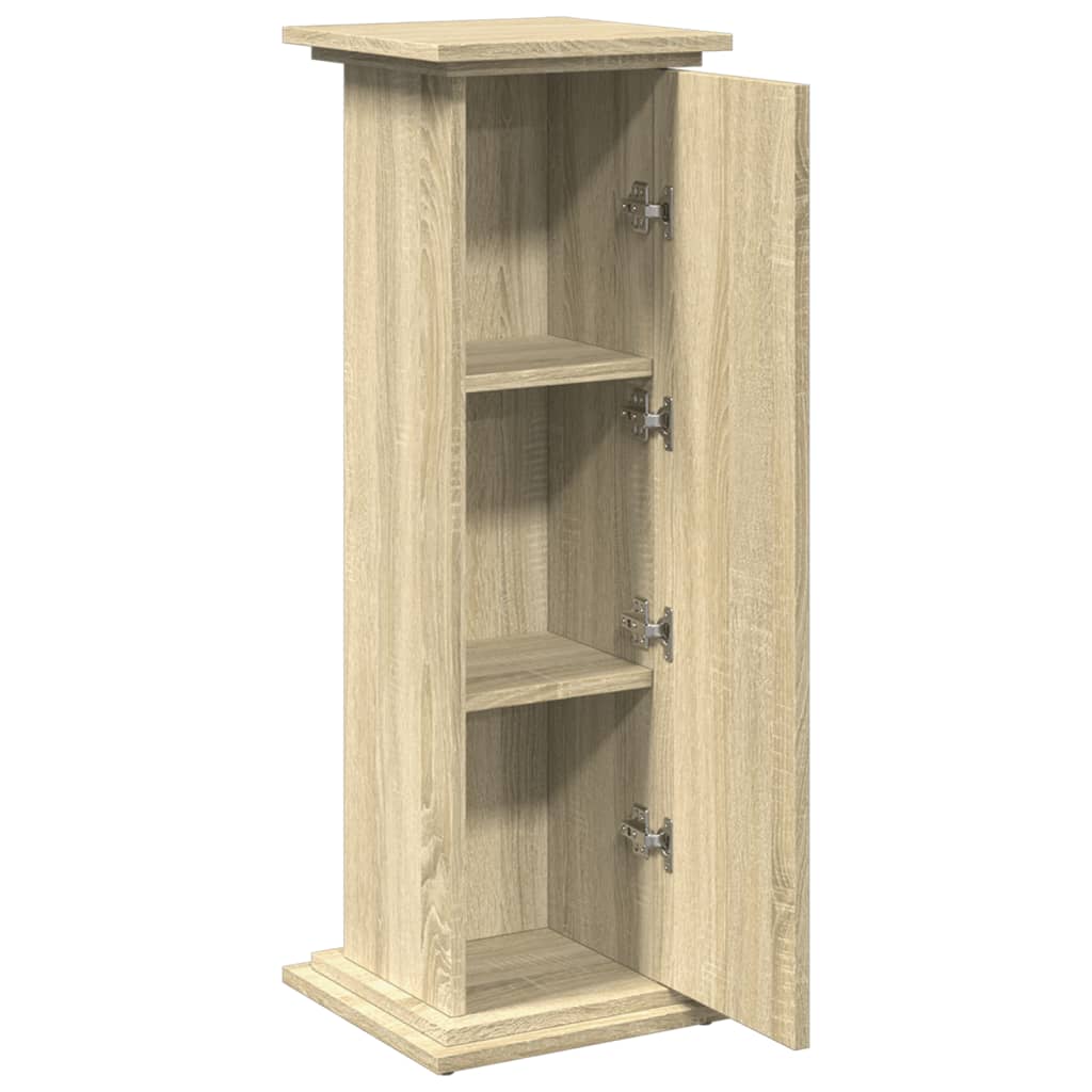 piedestal med opbevaring 31x30x90 cm konstrueret træ sonoma-eg
