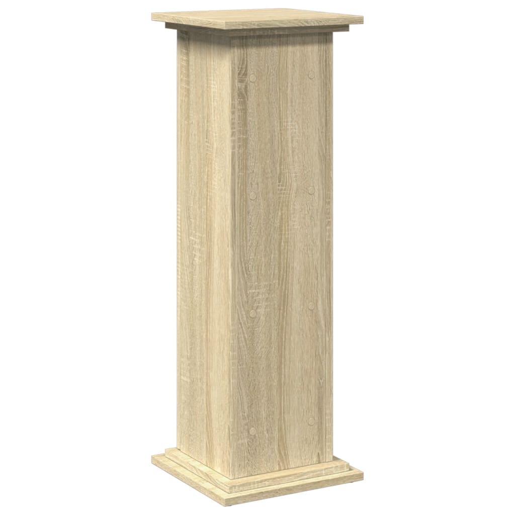 piedestal med opbevaring 31x30x90 cm konstrueret træ sonoma-eg