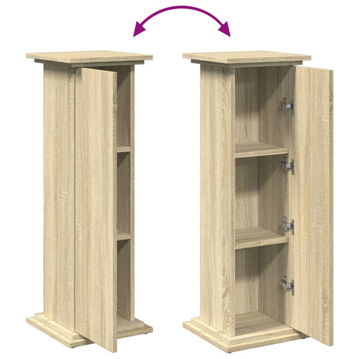 piedestal med opbevaring 31x30x90 cm konstrueret træ sonoma-eg