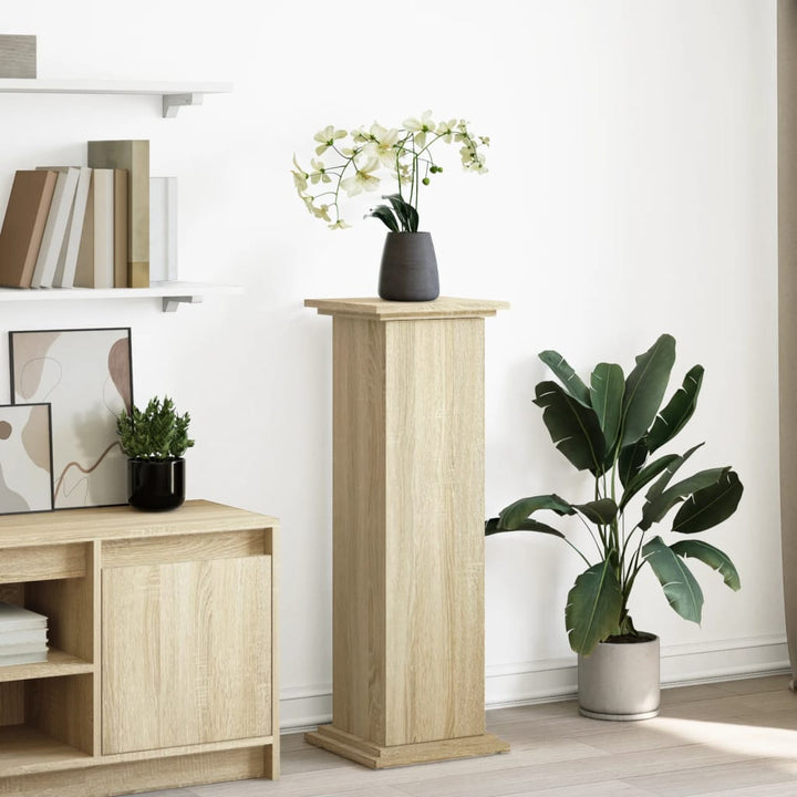piedestal med opbevaring 31x30x90 cm konstrueret træ sonoma-eg