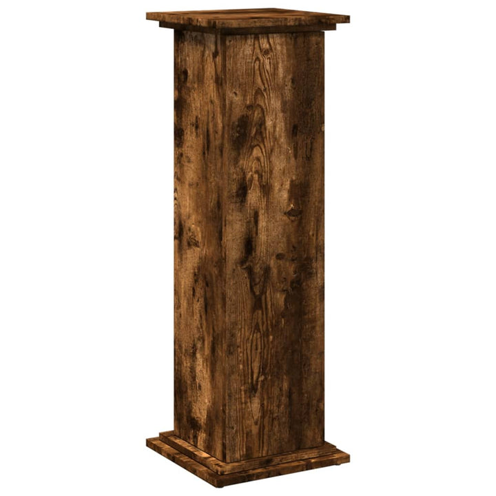 piedestal med opbevaring 31x30x90 cm konstrueret træ røget eg