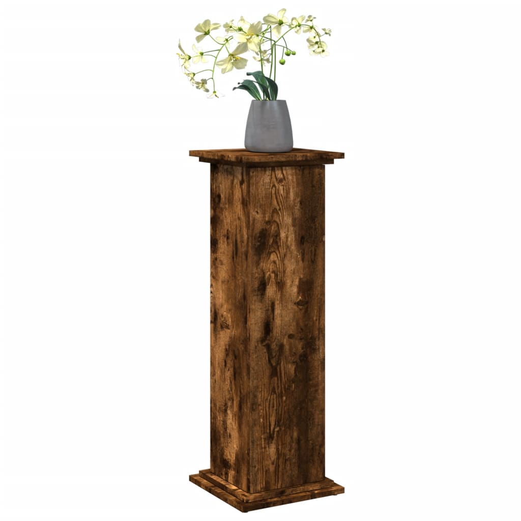 piedestal med opbevaring 31x30x90 cm konstrueret træ røget eg