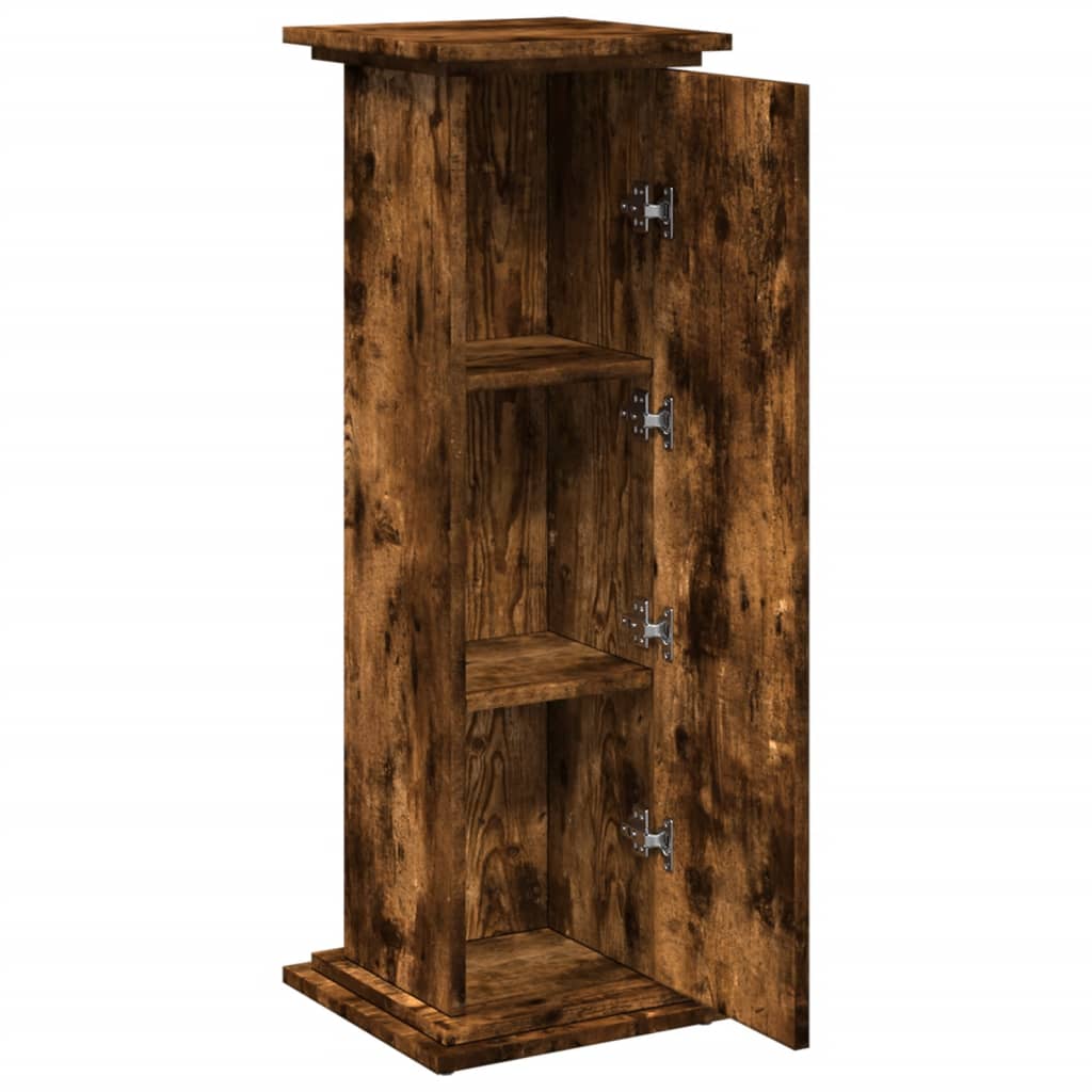 piedestal med opbevaring 31x30x90 cm konstrueret træ røget eg