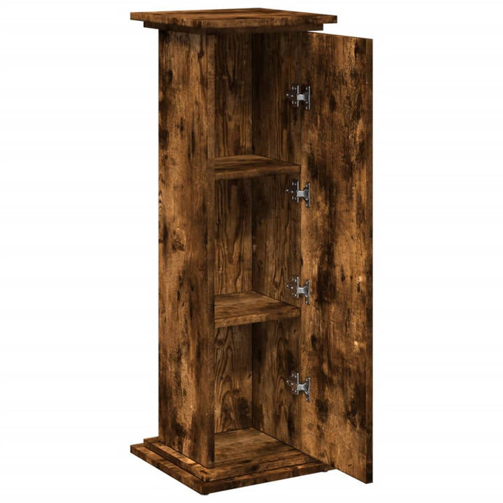 piedestal med opbevaring 31x30x90 cm konstrueret træ røget eg