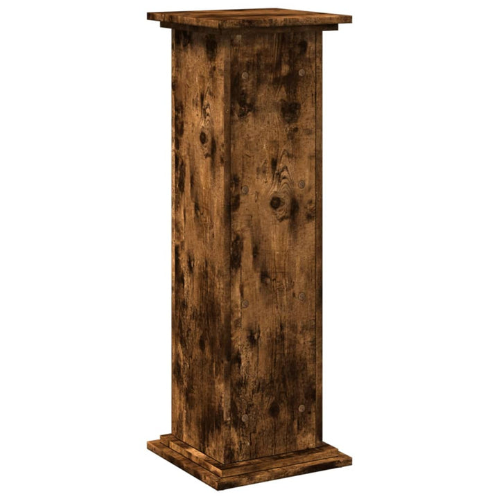 piedestal med opbevaring 31x30x90 cm konstrueret træ røget eg