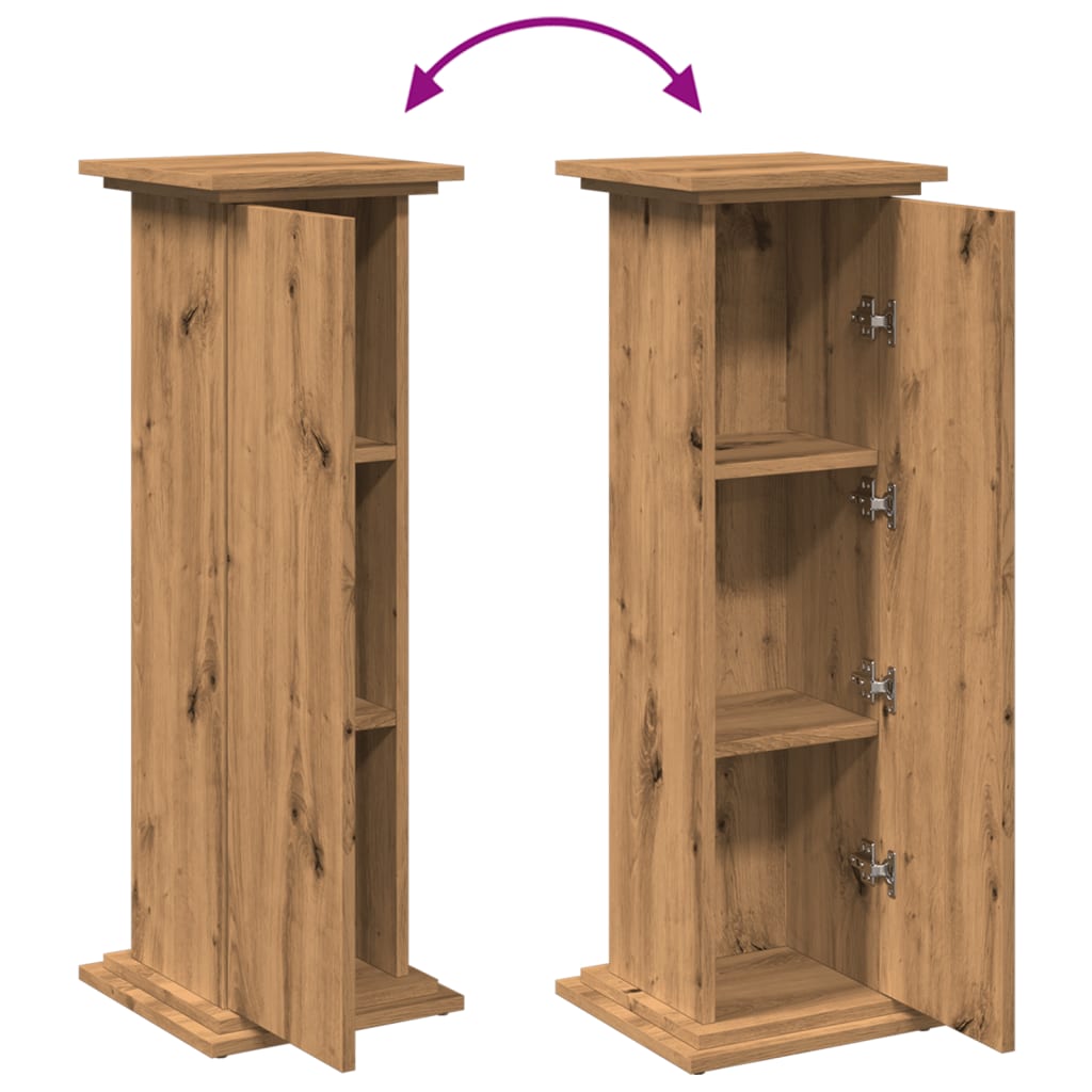 piedestal med opbevaring 31x30x90 cm konstrueret træ kunsteg