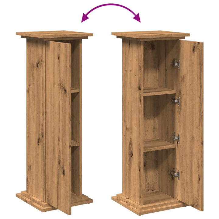 piedestal med opbevaring 31x30x90 cm konstrueret træ kunsteg