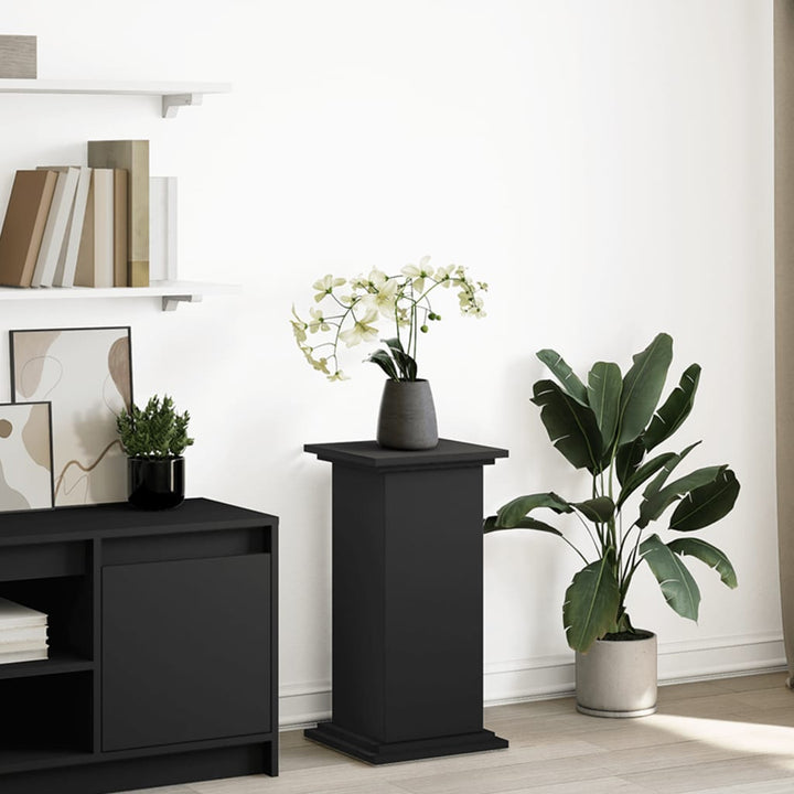 piedestal med opbevaring 31x30x60 cm konstrueret træ sort