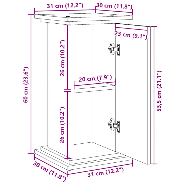 piedestal med opbevaring 31x30x60 cm konstrueret træ