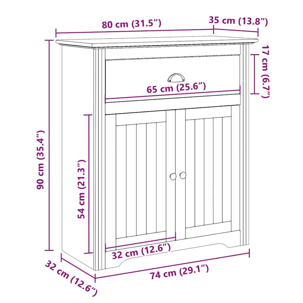 gangskab BODO 80x35x90 cm hvid