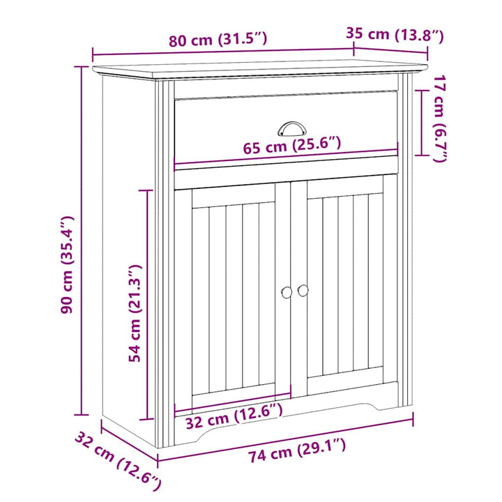 gangskab BODO 80x35x90 cm hvid