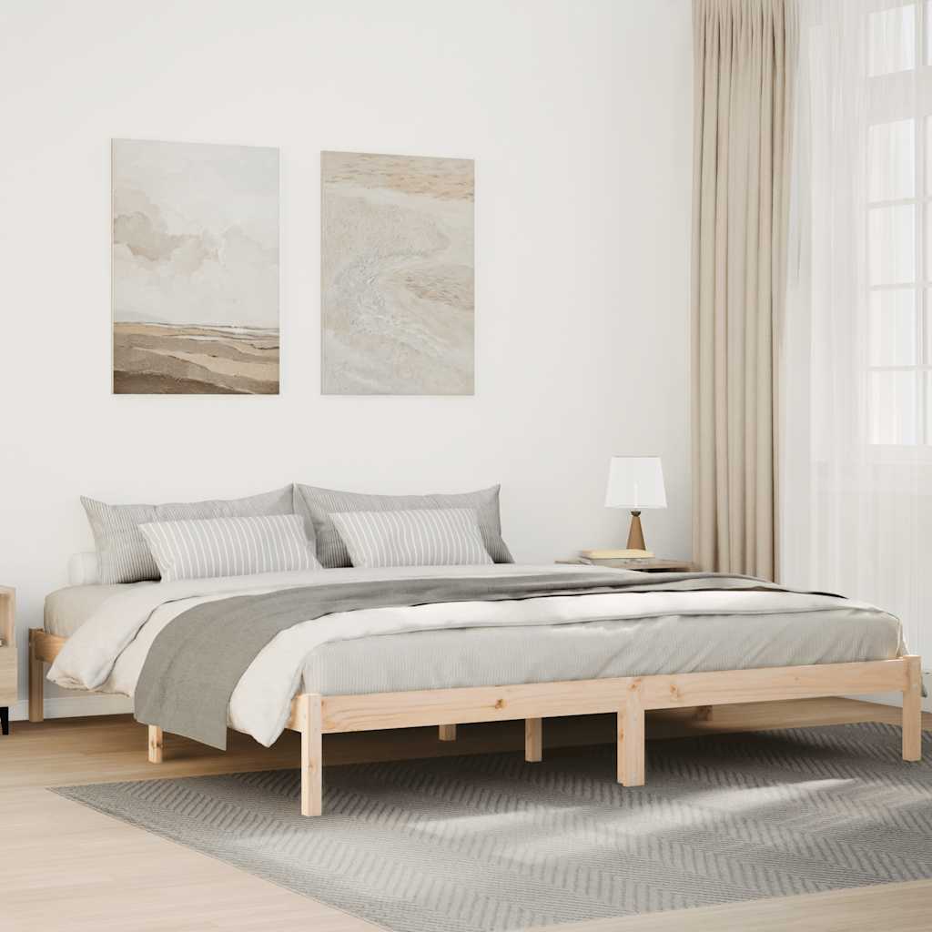 ekstra lang sengeramme uden madras 200x220 cm massivt fyrretræ