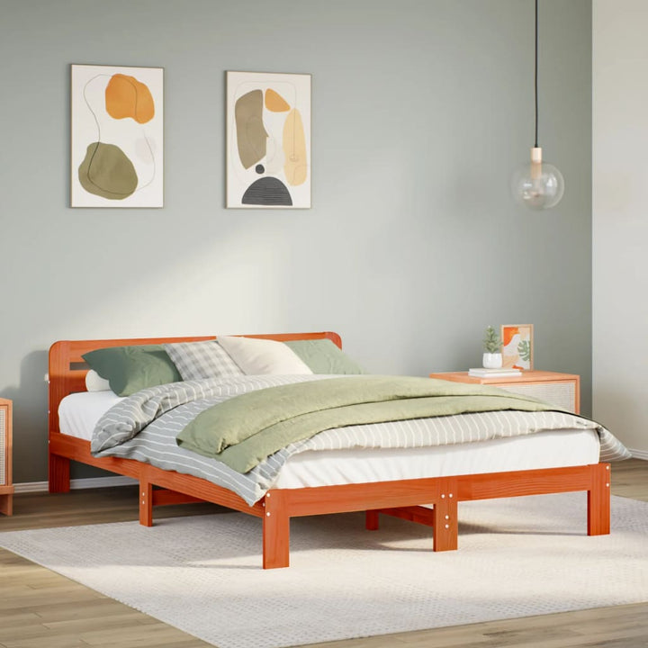 sengeramme uden madras 120x200 cm massivt fyrretræ gyldenbrun
