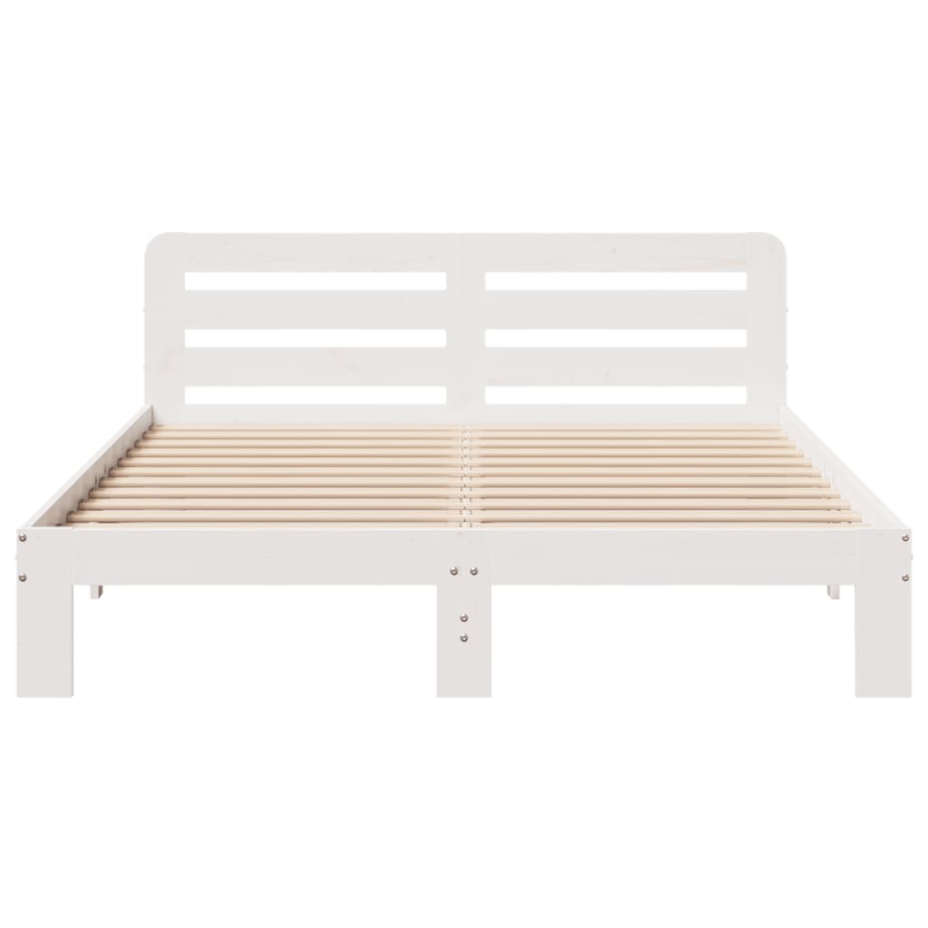 sengeramme uden madras 140x200 cm massivt fyrretræ hvid