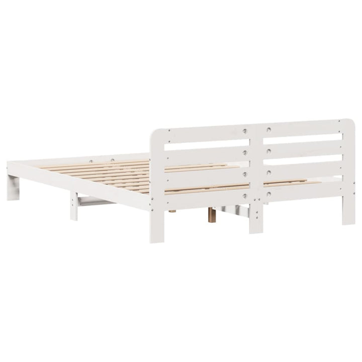 sengeramme uden madras 150x200 cm massivt fyrretræ hvid