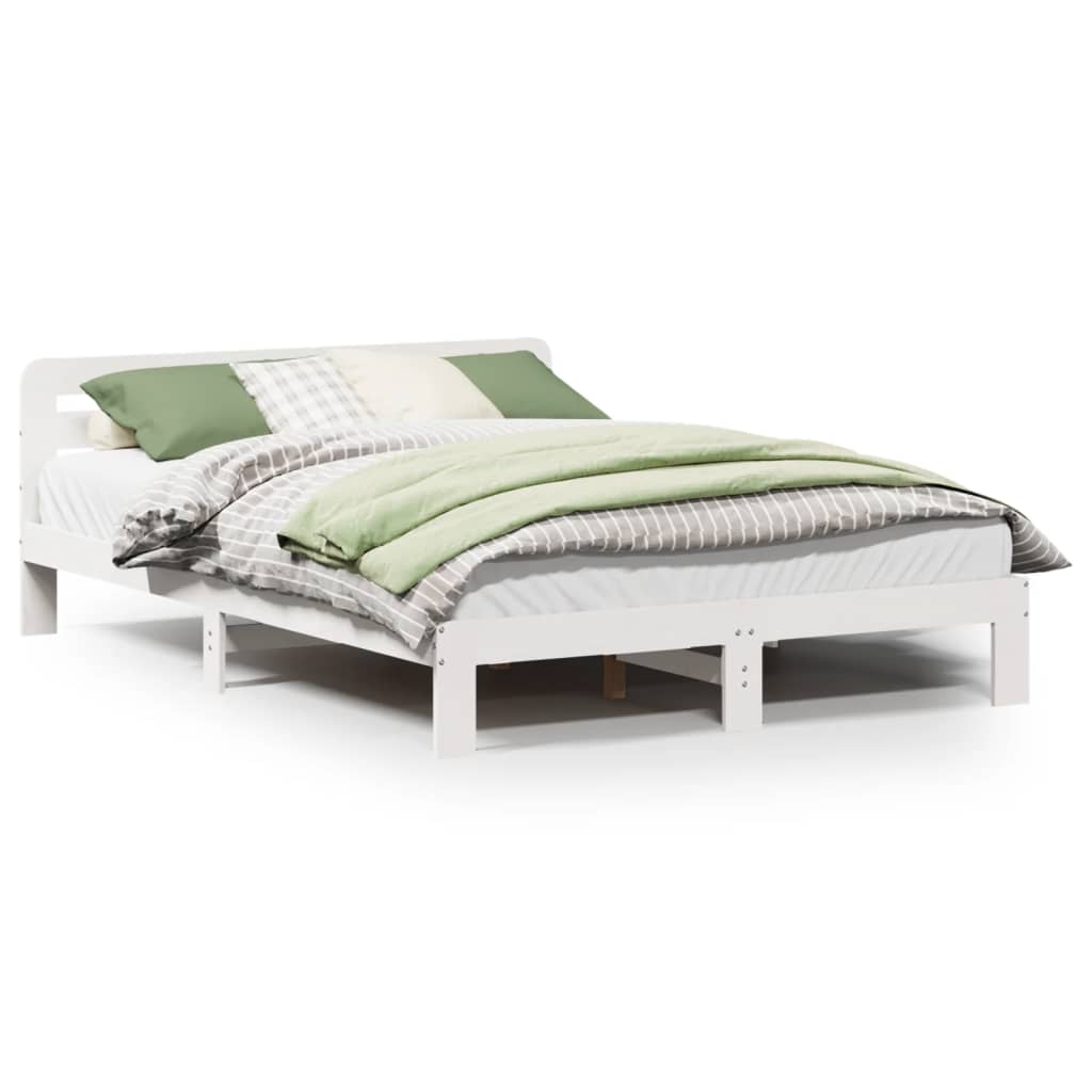 sengeramme uden madras 160x200 cm massivt fyrretræ hvid