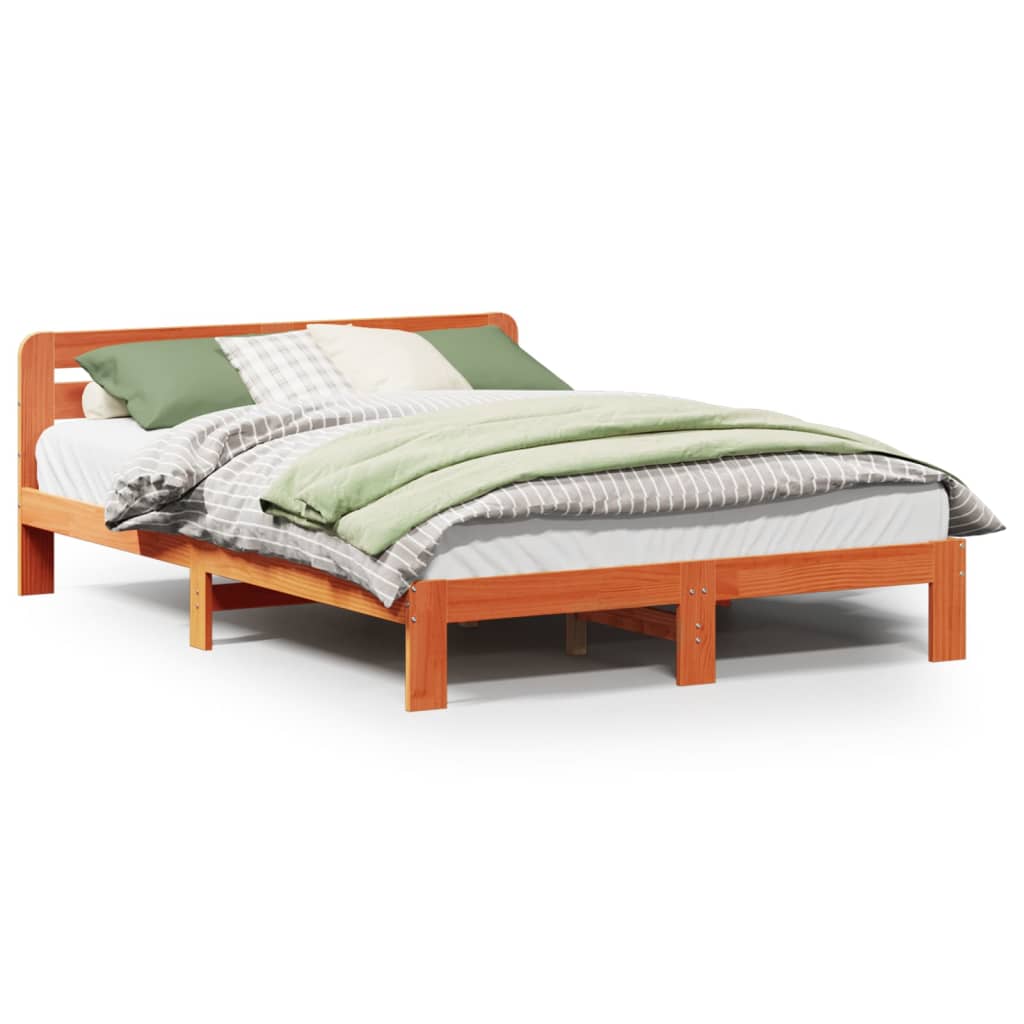 sengeramme uden madras 160x200 cm massivt fyrretræ gyldenbrun