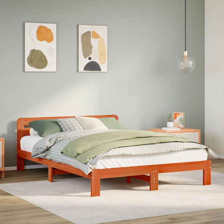 sengeramme uden madras 160x200 cm massivt fyrretræ gyldenbrun