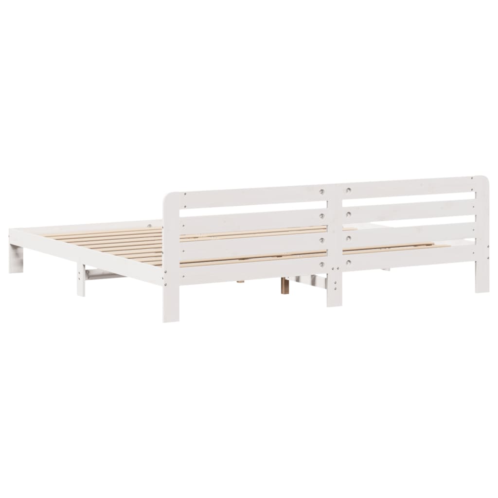 sengeramme uden madras 200x200 cm massivt fyrretræ hvid