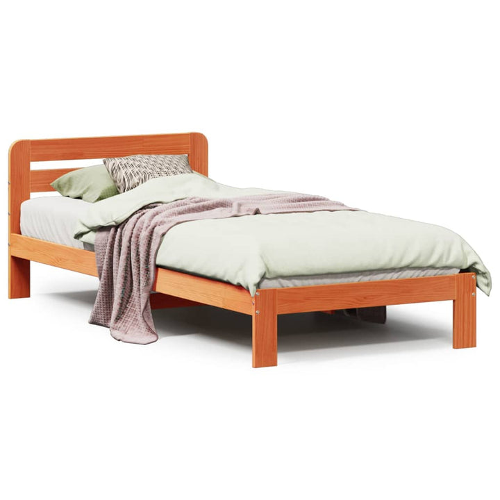 sengeramme uden madras 90x190 cm massivt fyrretræ gyldenbrun