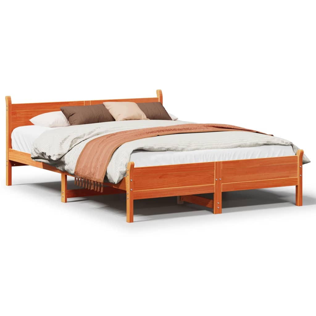 sengeramme uden madras 160x200 cm massivt fyrretræ gyldenbrun