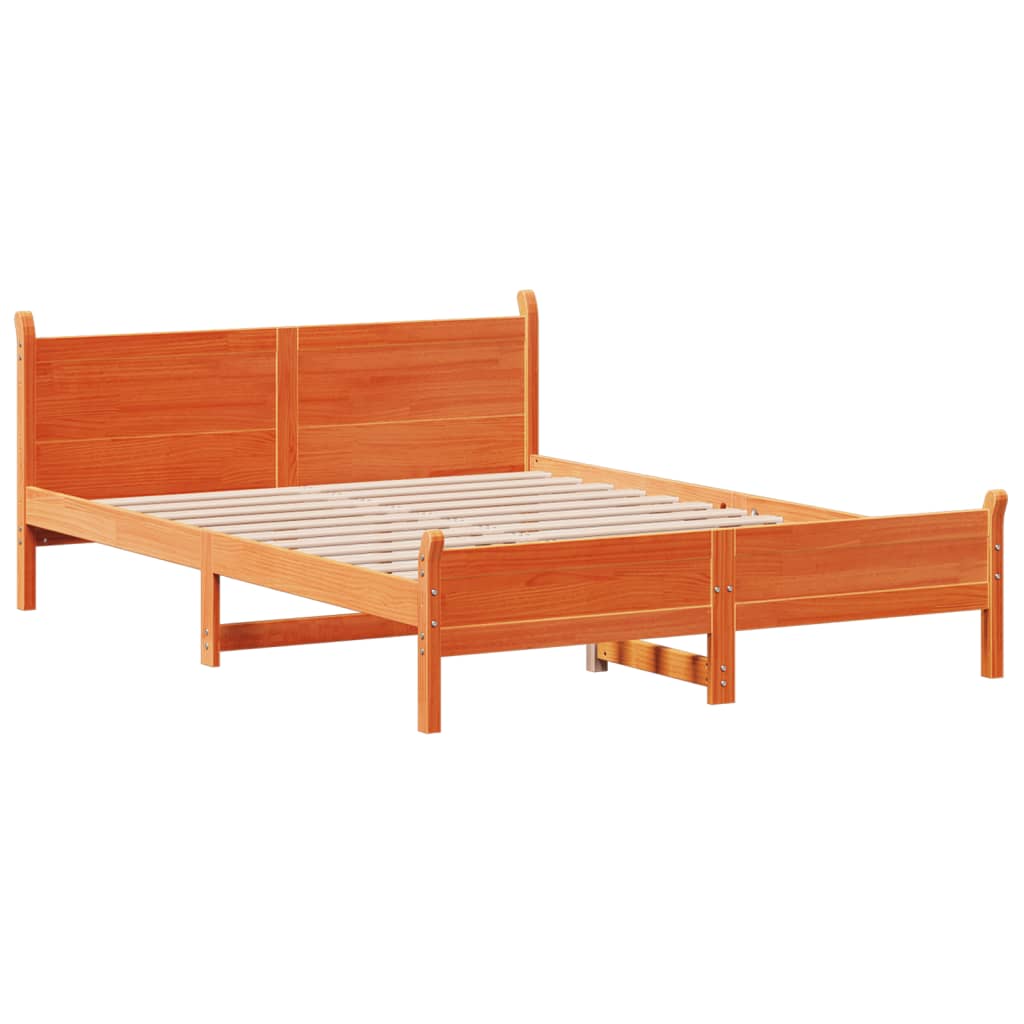 sengeramme uden madras 160x200 cm massivt fyrretræ gyldenbrun
