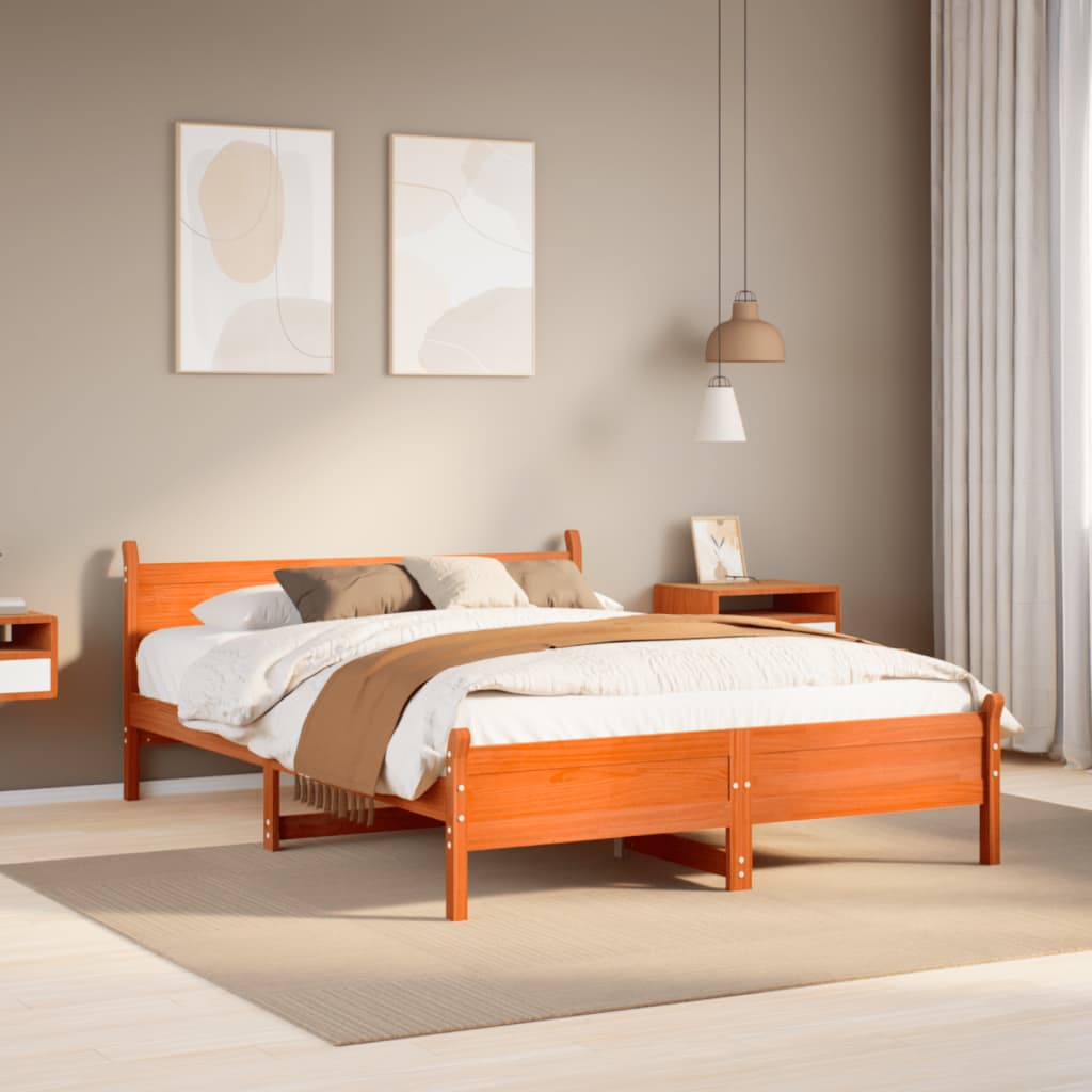 sengeramme uden madras 160x200 cm massivt fyrretræ gyldenbrun