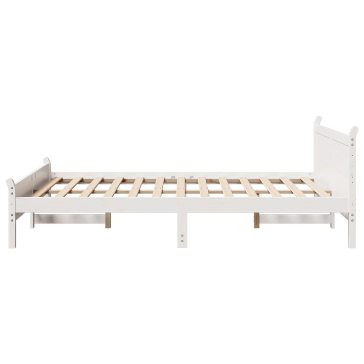 sengeramme uden madras 150x200 cm massivt fyrretræ hvid