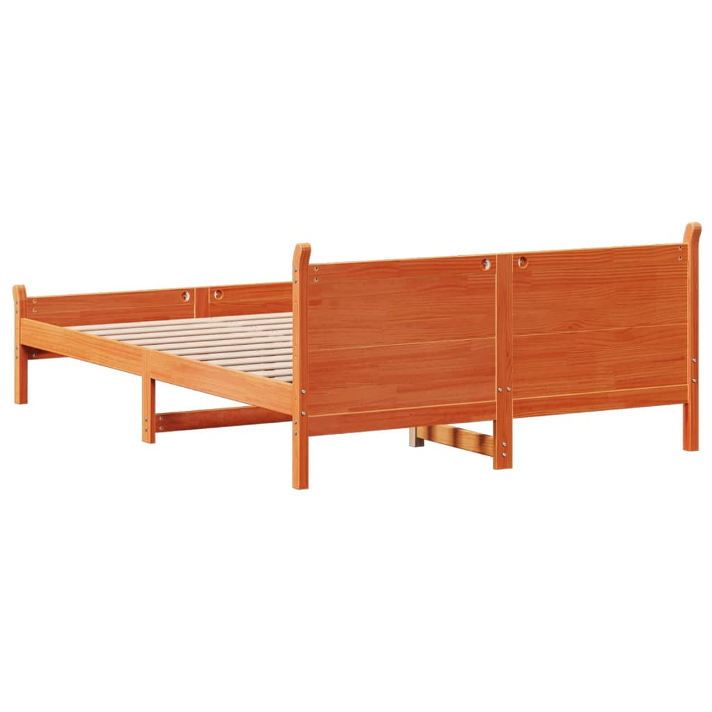 sengeramme uden madras 140x200 cm massivt fyr gyldenbrun