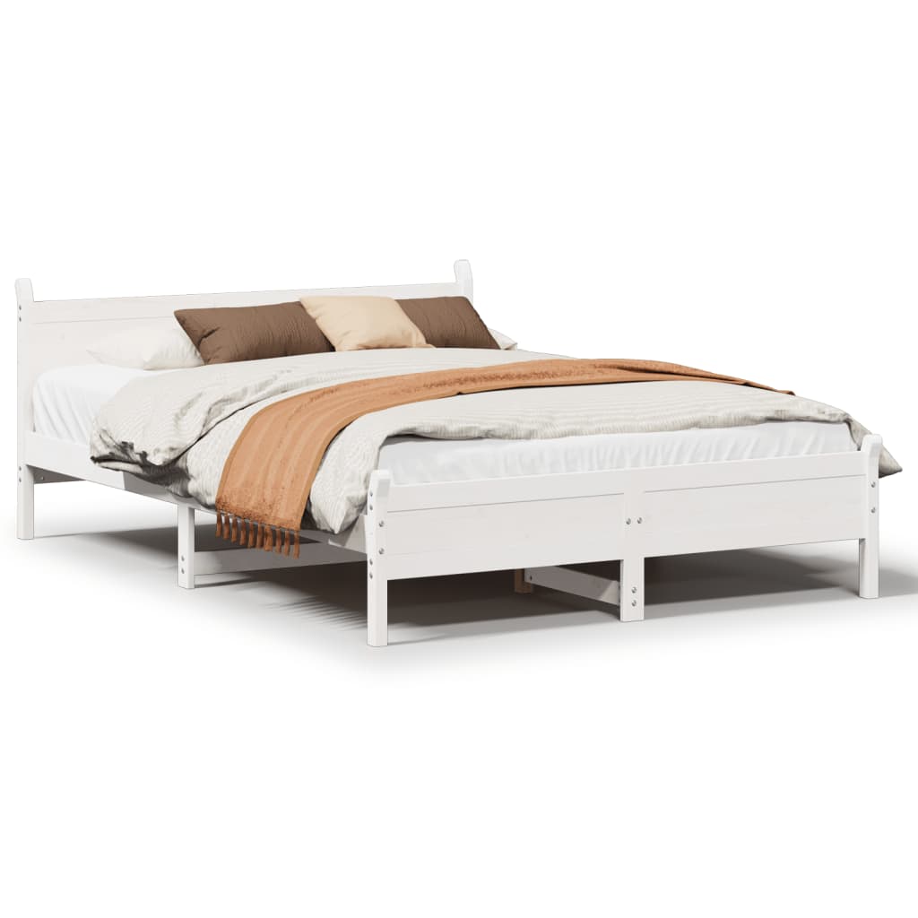 sengeramme uden madras 120x200 cm massivt fyrretræ hvid