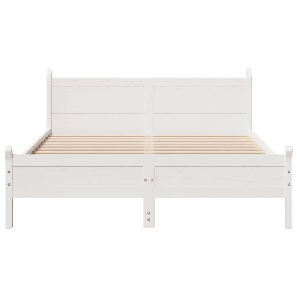 sengeramme uden madras 140x190 cm massivt fyrretræ hvid