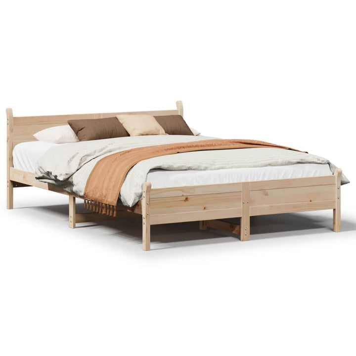 sengeramme uden madras 135x190 cm massivt fyrretræ hvid