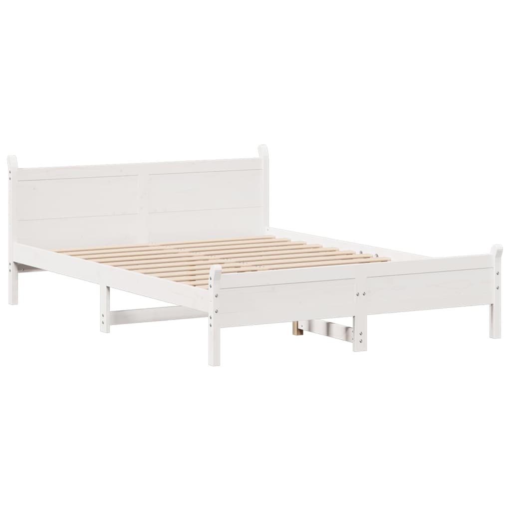 sengeramme uden madras 135x190 cm massivt fyrretræ hvid