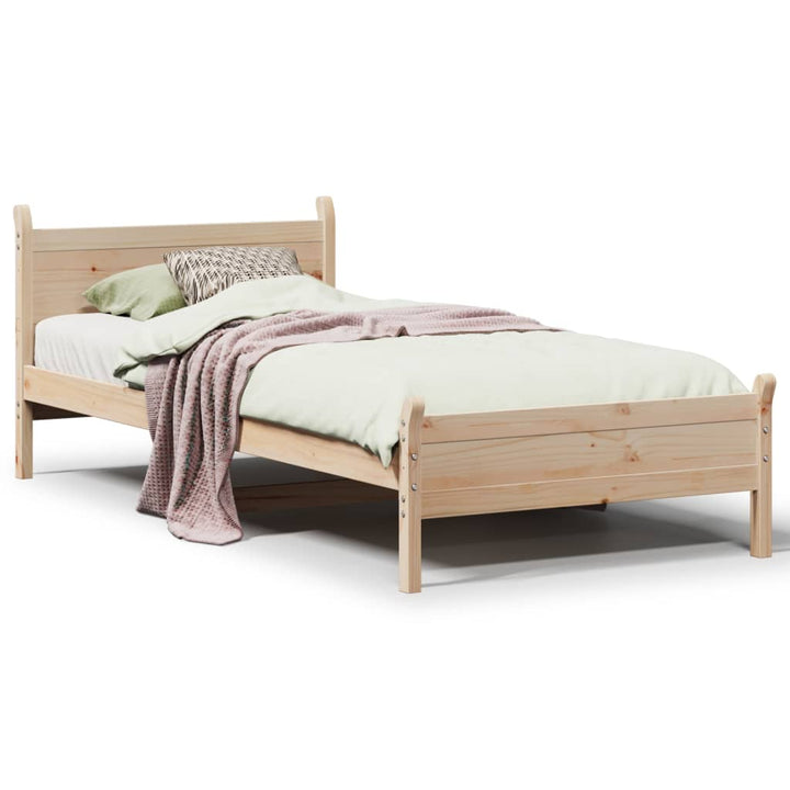 sengeramme uden madras 75x190 cm massivt fyrretræ