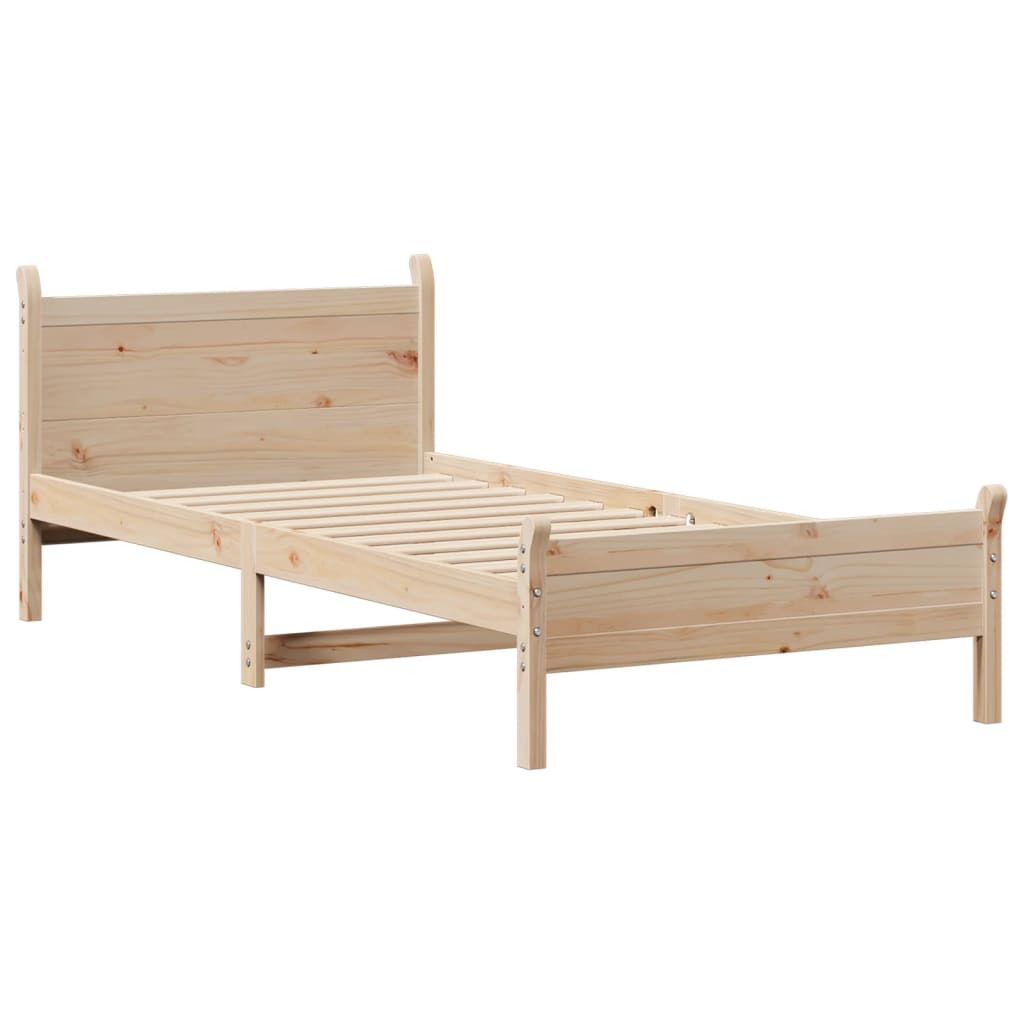 sengeramme uden madras 75x190 cm massivt fyrretræ